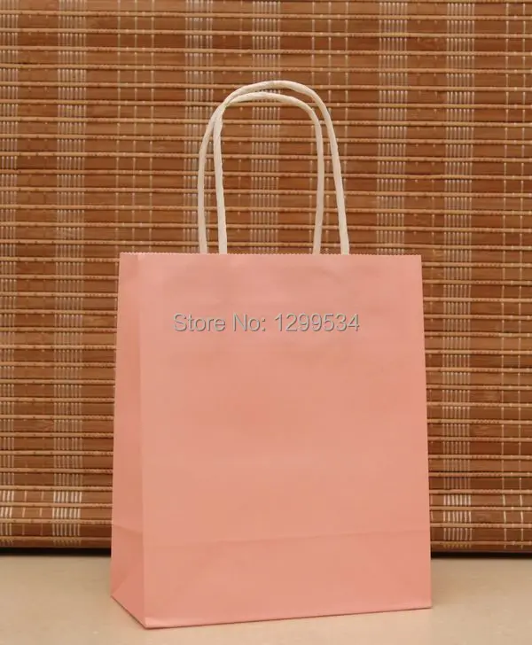 

Hot Sale 20pcs/lot Pink Paper Gift Bag 18x15x8cm Recyclable Boutique Gift Jewelry Packaging Bags Shopping Kraft Paper Bags