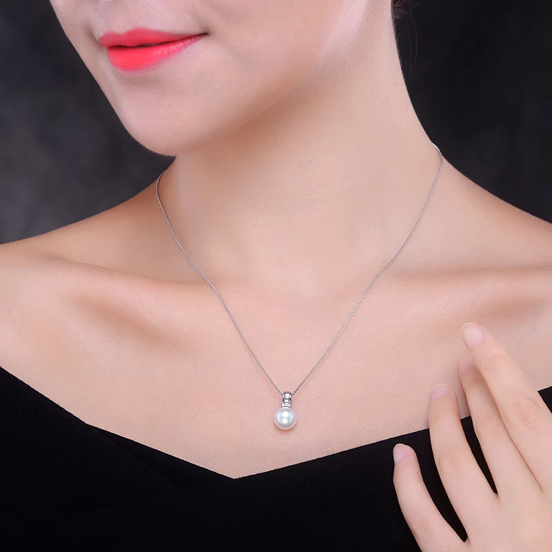 Sinya 925 Silver Necklace Natural Freshwater Pearl Pendant Women Girl Ladies Fine Jewelry Chain Length 45cm