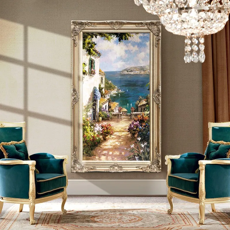 

5D Diamond Painting European-Mediterranean Scenery Stick Drill Cross Stitch Porch Vertical Aegean Sea Landscape Hanging Painting