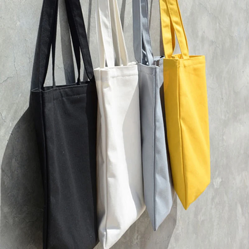 Multicolor High-Quality Women Men Handbags Canvas Tote bags Reusable Cotton grocery Zippered shopping bag Eco Foldable