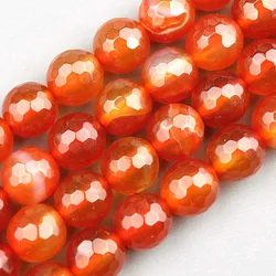 4-14mm Natural Round Faceted Red Carnelian Agate Stone Beads For Jewelry Making Loose Beads Bracelets For Women 15'' DIY Beads