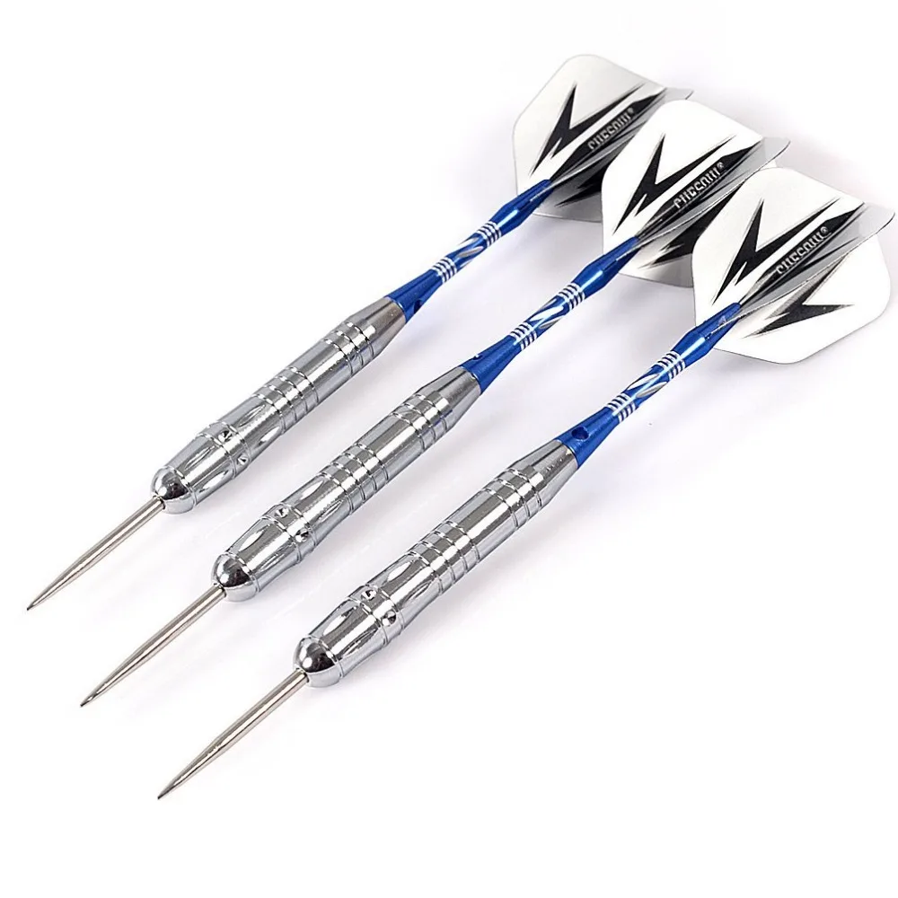 CUESOUL High Quality 20/22 Grams Steel Tip Brass Barrels Darts Set with 6 x Blue Aluminum Dart Shafts