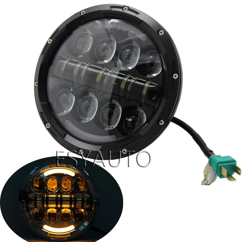 New! 2PCS 7 Inch Led motorcycle Headlight HI/Lo Low Beam 7'' Round Lamp white DRL and Turn Signal For Jeep Wrangler