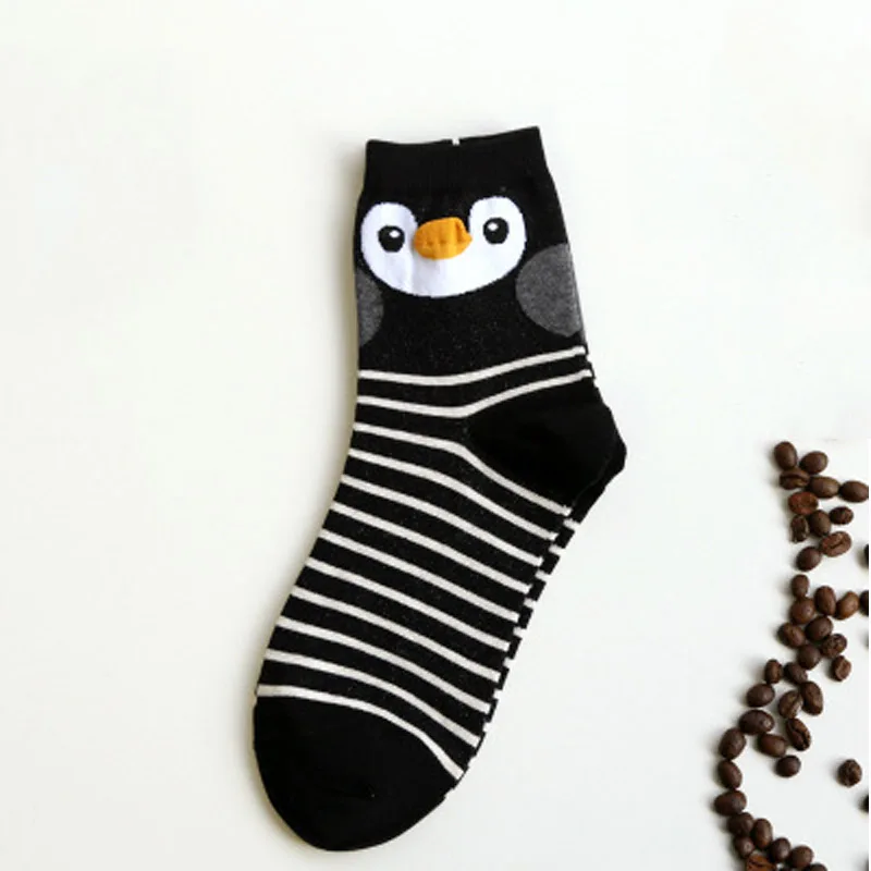 COCOTEKK New Cute Cartoon Animal Cotton Women Socks Penguin Owl Fun Socks Women Fashion Lovely Funny Female Lady 3D Ear Socks