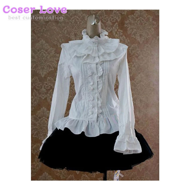 Sweet Cotton Lolita Blouse Long Sleeves Ruffles Stand Collar shirt