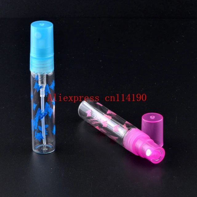 

Brand new 100 pcs/lot 5ML Mini Cute Portable Glass Perfume Bottle With Plastic Spray&Empty Parfum Case