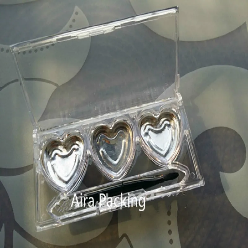 50pcs/lot Clear Heart Shape Cosmetic Blusher Case, DIY Plastic Eyeshadow Powder Container, Square Empty Lipstick Box