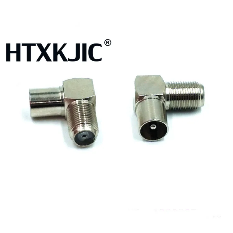 

90 Degree Right Angled TV Aerial Cable Connector RF Coaxial F Female Socket to TV Male Plug Coaxial Connector