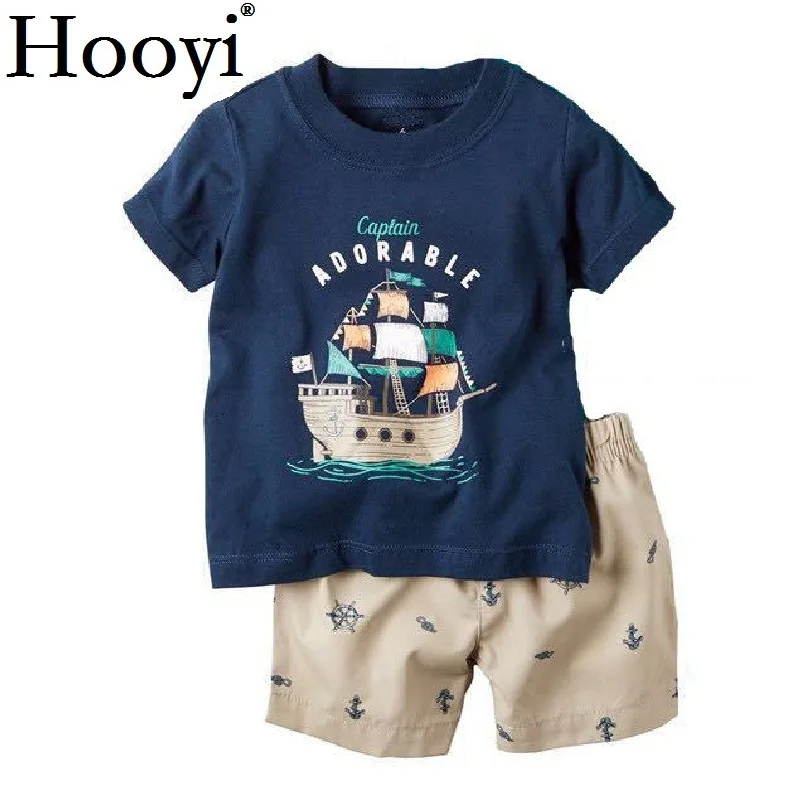 Pirate Captain Adorable Baby Boy Clothing Suit Toddler Clothes 2-Pieces Sets Summer Sailor Cotton Tee Shirt Shorts Pants Outfits