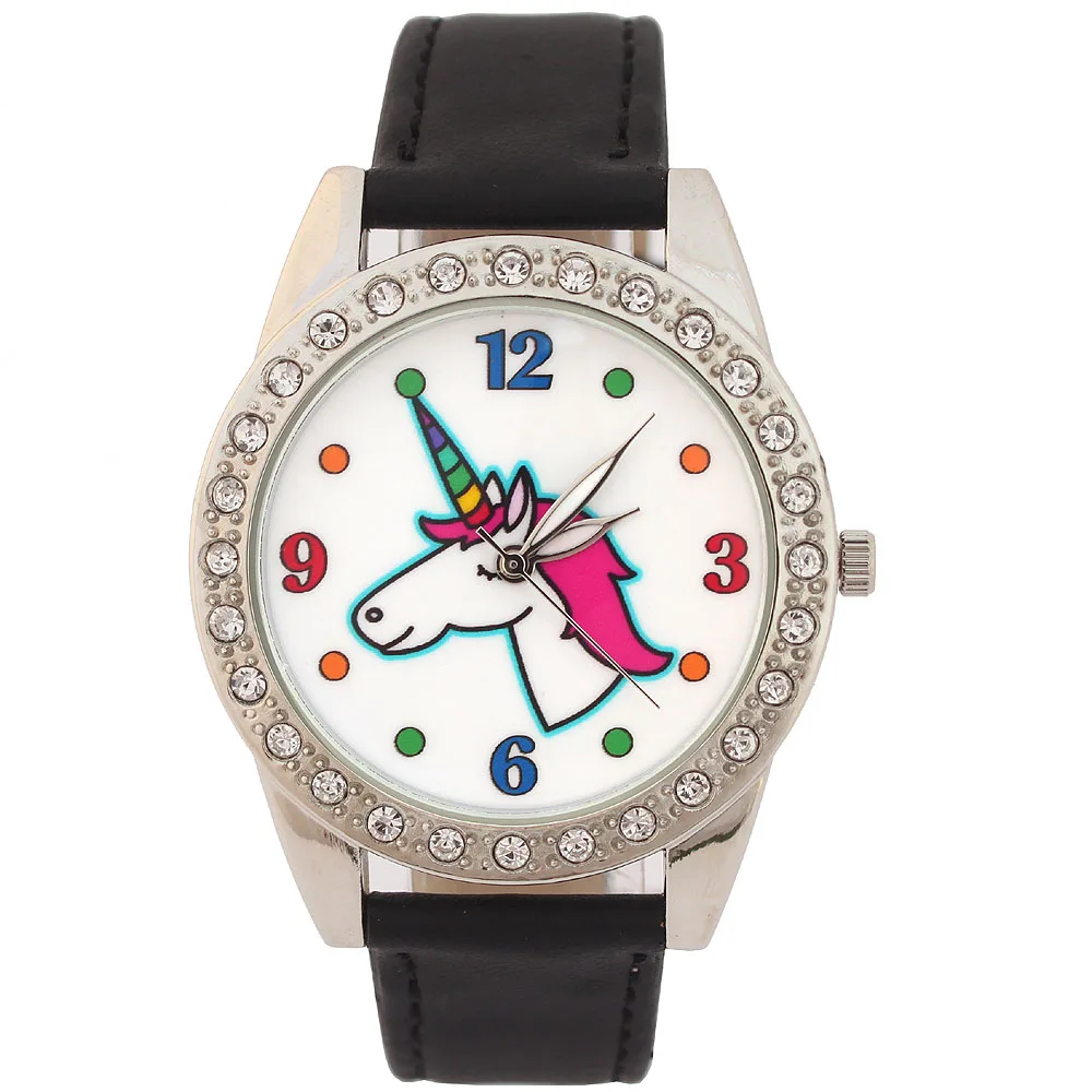 

Cartoons Animal Ladies Women's Watch Analog Quartz Crystal Diamonds Leather Lady Student Wristwatch Children Kids Gifts U83J