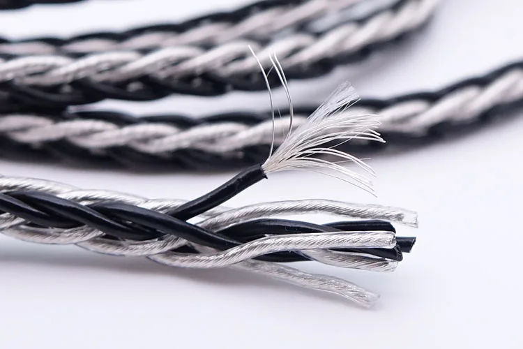 10meters Single crystal copper silver plated wire Black and silver mixed color 8 share 19 strands soft line