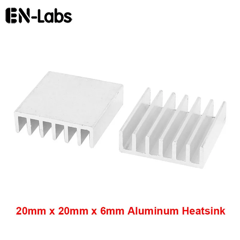 En-Labs 10pcs/lot Aluminum Heatsink 20x20x6mm Electronic Chip Cooling Radiator Cooler for IC MOSFET SCR Heat Sink Extrusion Fins