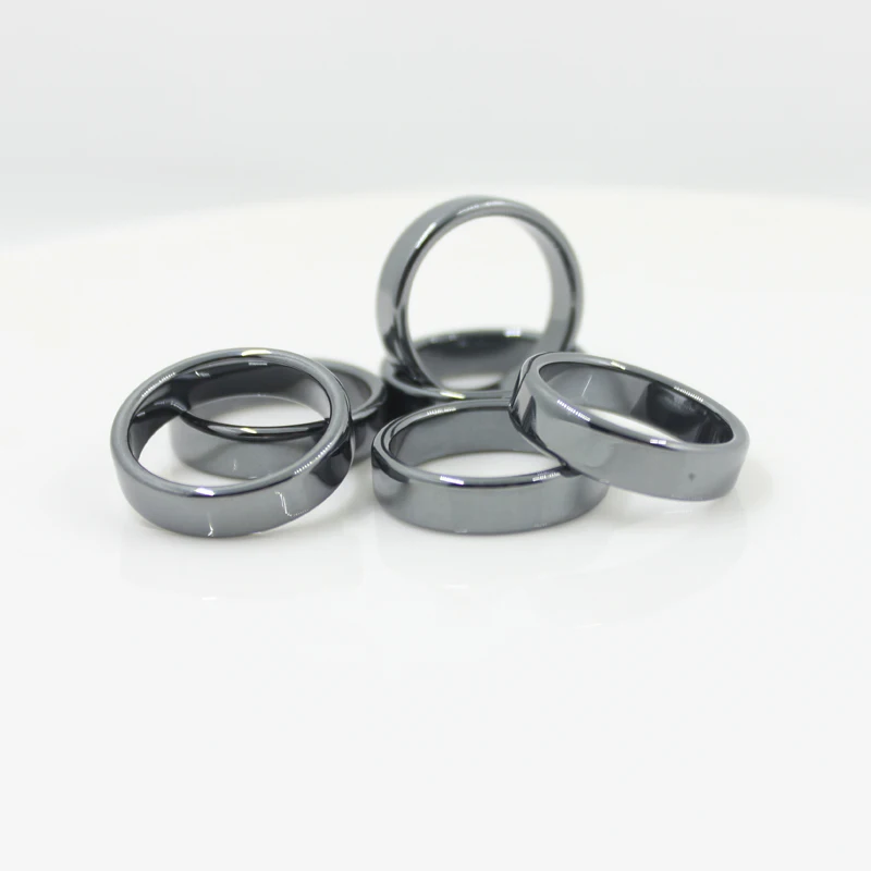 Modeschmuck, Güteklasse AAA, glatt, 6 mm breit, flache Hämatitringe (1 Stück), HR1002