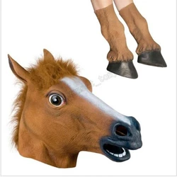 Halloween Costume Prop Adult Latex Horse Gloves Crazy Hooves Silicone Horse Foot Fancy Dress Party Horse Masks in stock