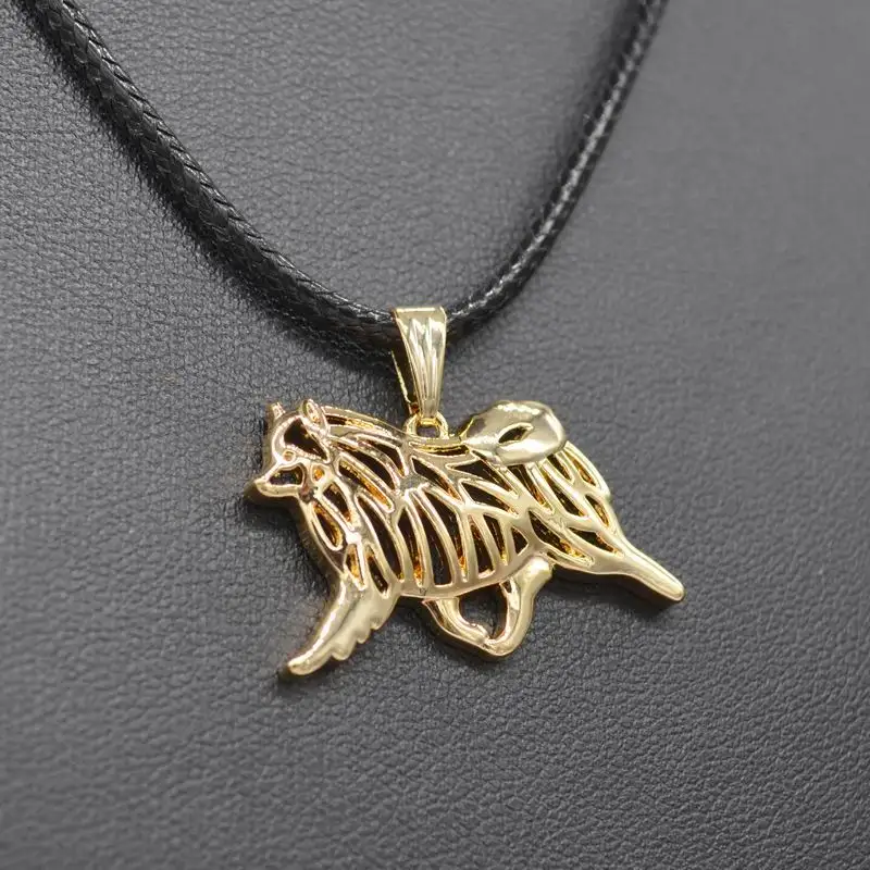 Hot Sale Rope Chain Jewelry Dog Shaped Necklaces Women's Alloy Keeshond Pendant Necklaces