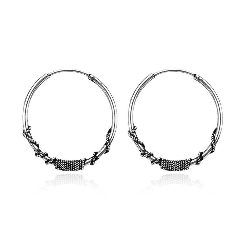 European Vintage Metal Color Hoop Earrings Circle  Handmade Cool 24mm Big Hoop Earring For Women Bijoux Bijoux Fashion Jewelry