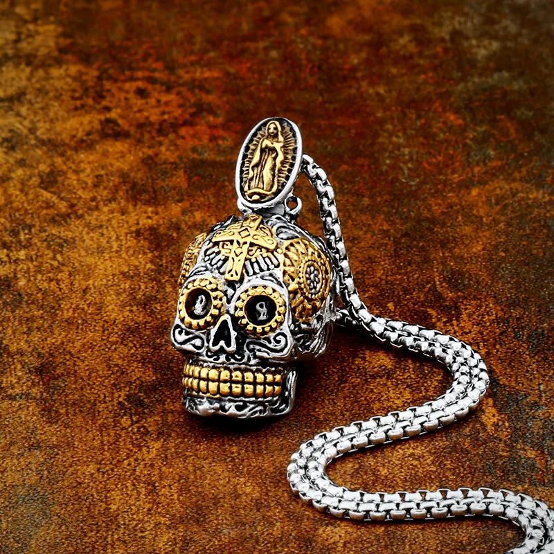 BEIER Cool Men\'s Gothic Carving Pendant Necklace  Stainless Steel High Quality Detail Biker Skull Jewelry  for man BP8-256