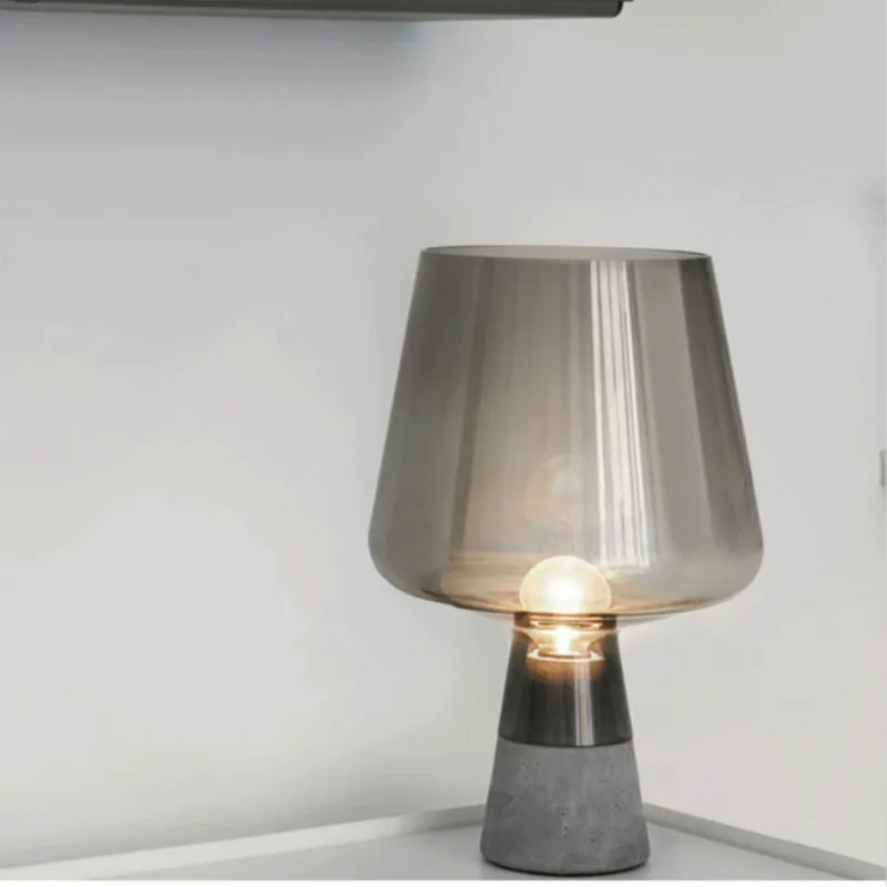 

Novelty Modern Glass Shade Cement Base Table/ Desk Lamp Smoky/ Amber Finish E27 Led Desk Lamp