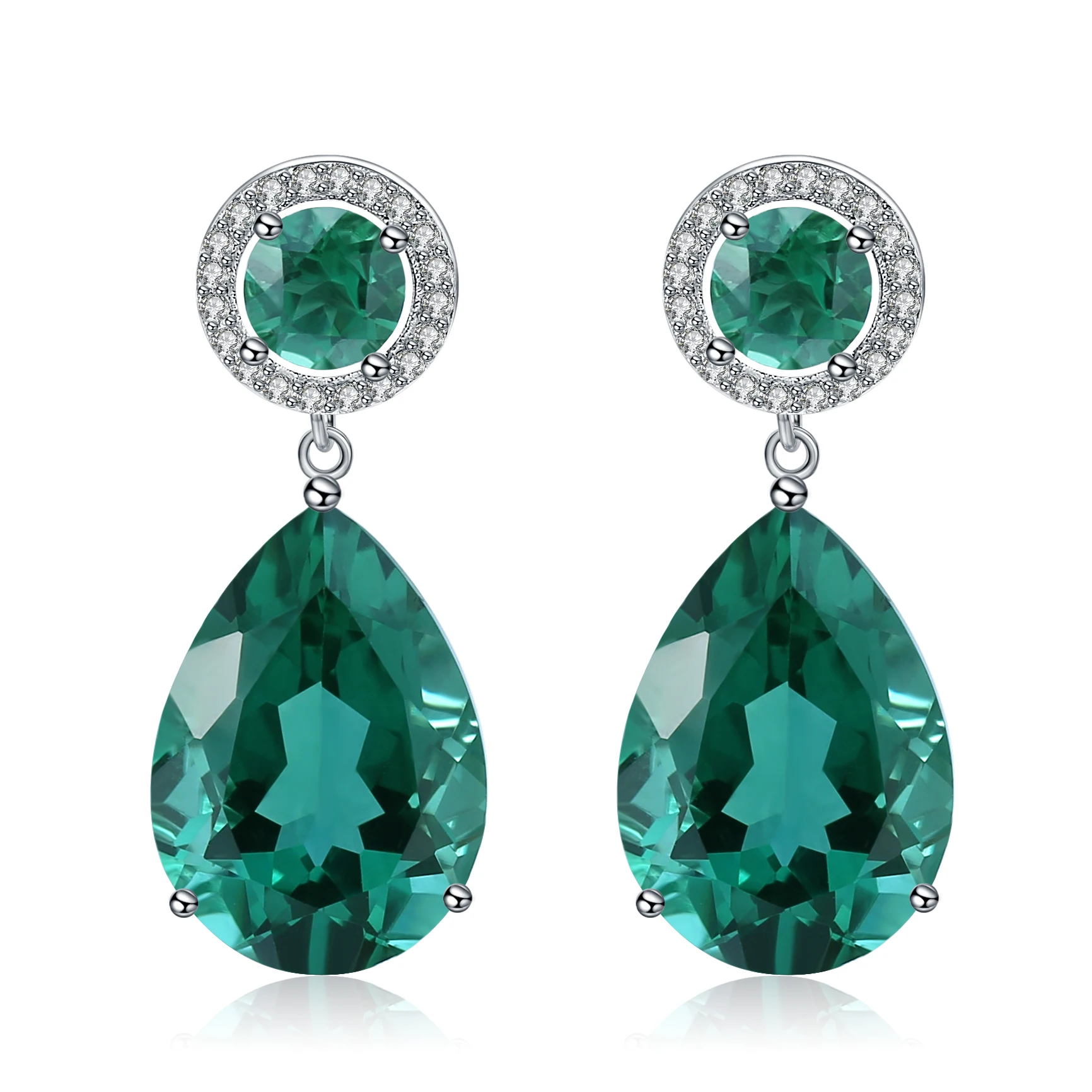 

GEM'S BALLET 22.98Ct Nano Green Amethyst Gemstone Drop Earrings 100% 925 Sterling Silver Vintage Earring Fine Jewelry For Women