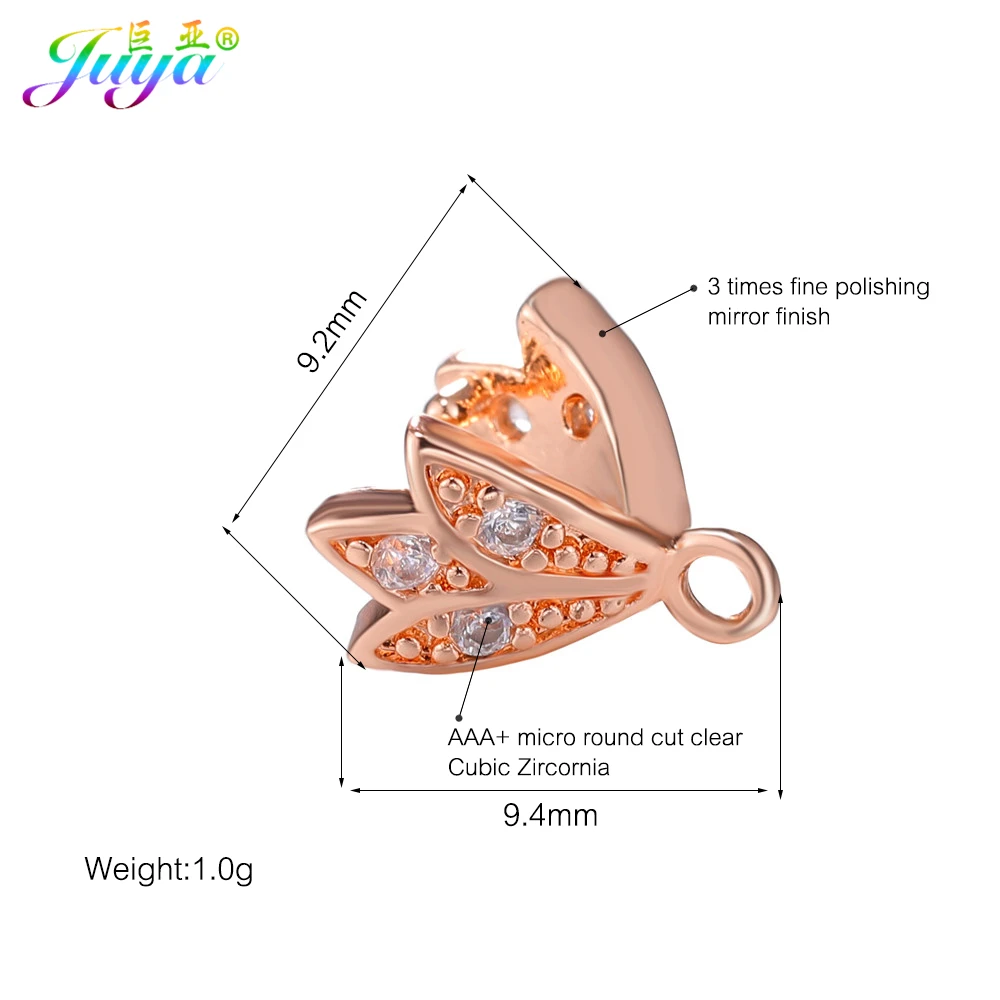 Juya Handmade 18K Gold Plated Clamp Pinch Bails Clip Hooks Accessories For DIY Women Luxury Crystals Agate Pearls Earring Making