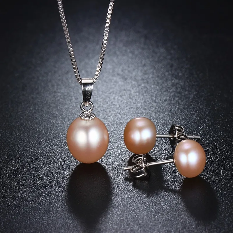 HENGSHENG Hot Sale Natural Black Pearl Set For Women,Fine Jewelry High Quality Stud Earring and Pendant, Wedding Jewelly Sets