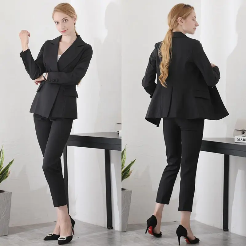 Nieuwe Lente Vrouwen Suits Professionele Slanke Kleine Pak Broek Pak Temperament Jasje 2 Delige Set Vrouwelijke Dragen Om Zaken