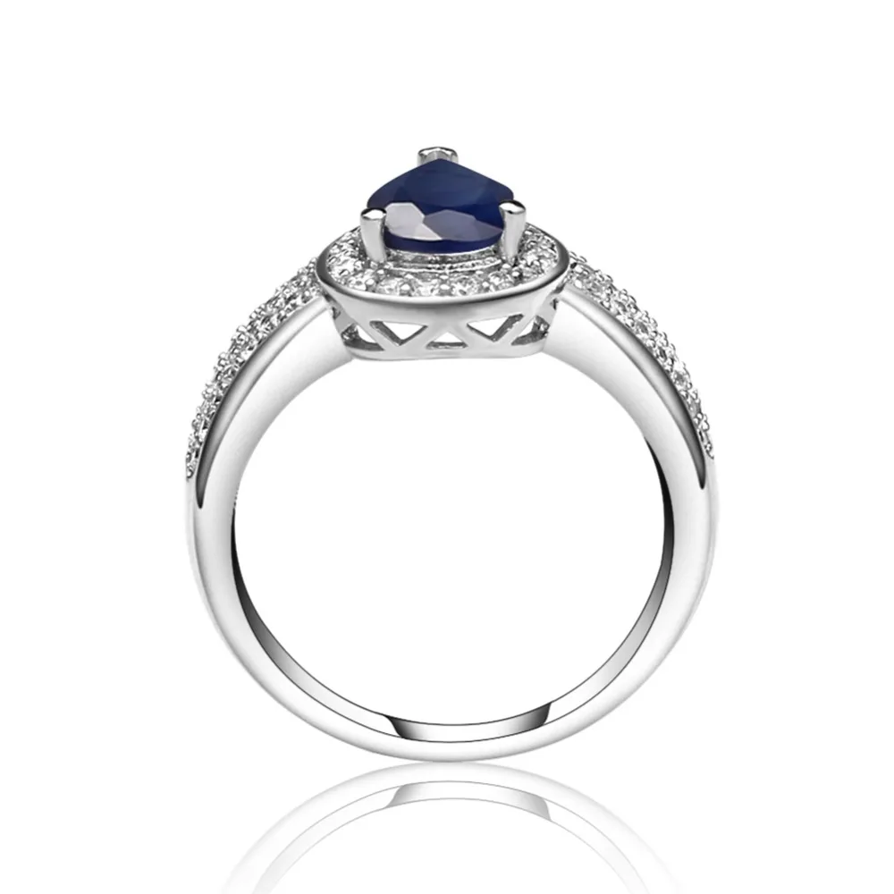 Gem\'s Ballet 1.29Ct Natural Blue Sapphire Water Drop Gemstone Ring Real 925 Sterling Silver Vintage Ring  For WomenFine Jewelry