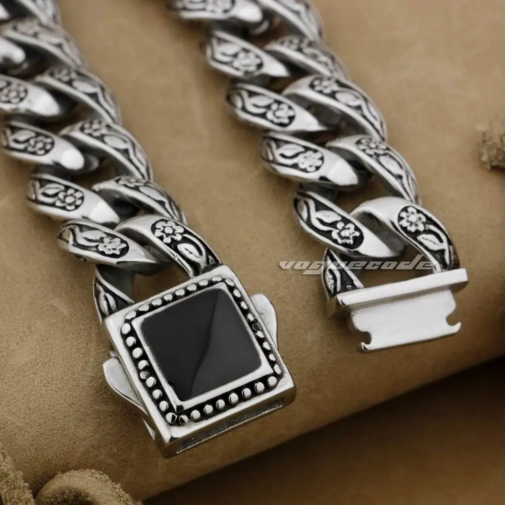 10 Lengths 316L Stainless Steel Rose Flower Mens Biker Rock Punk Bracelet 4R013A