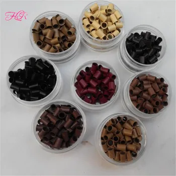 마이크로 플레어 링 500s 잠금 비드 구리 마이크로 튜브 링크 링 비즈 스틱 팁 헤어 4.0x3.6x6.0mm 구리 마이크로 링