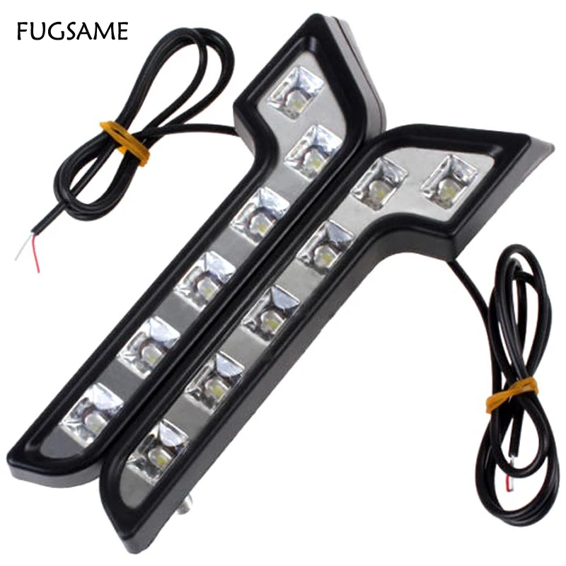 

FUGSAME 2 Pcs/Lot New Led DRL L Shape 12V White LED Car Auto LED DRL Driving Daytime Running Lamp LED Fog Front Light