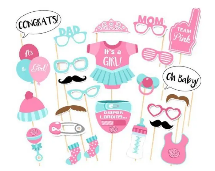 

New Photo Booth Props Photography mask paper Card boy girl For First 1 Birthday baby shower Party Decoration event gift