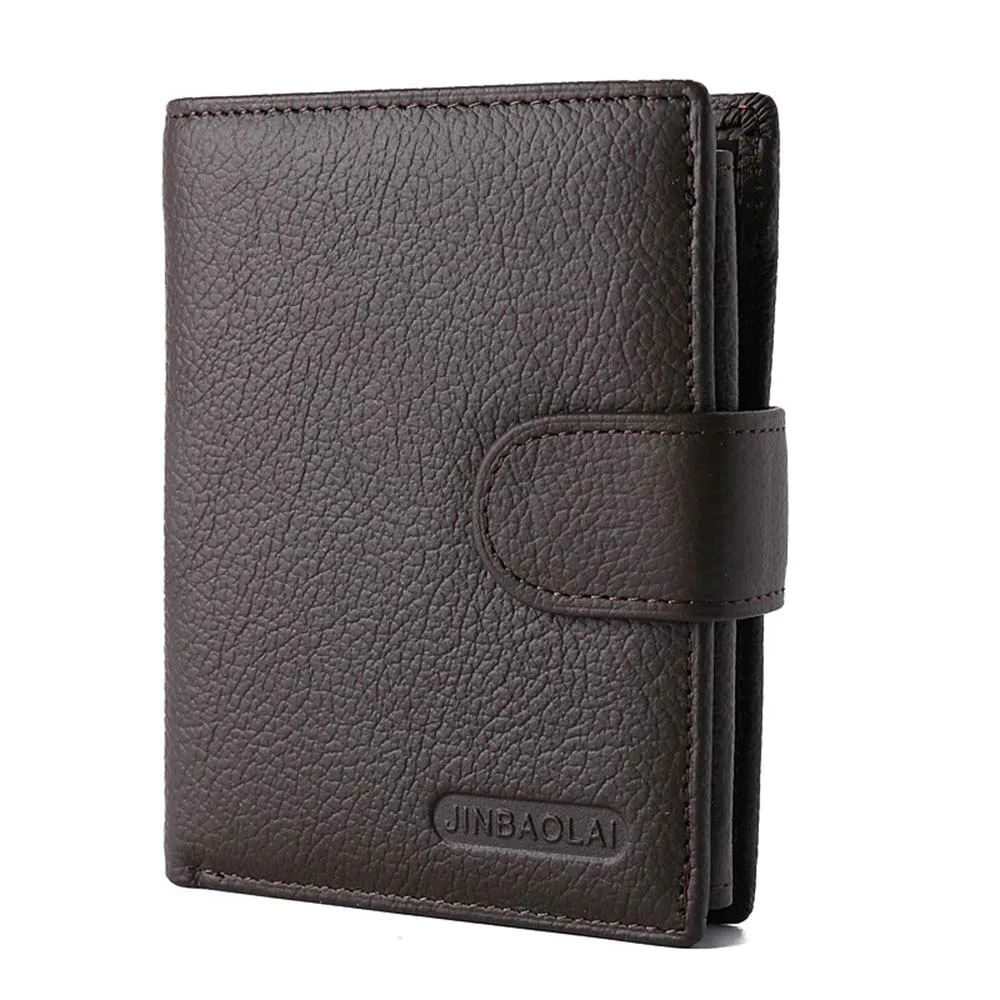 2024 JINBAOLAI Men Short Wallets Genuine Leather Hasp Coin Pocket Purses Card Holder Vintage Brand Top Quality Wallets For male