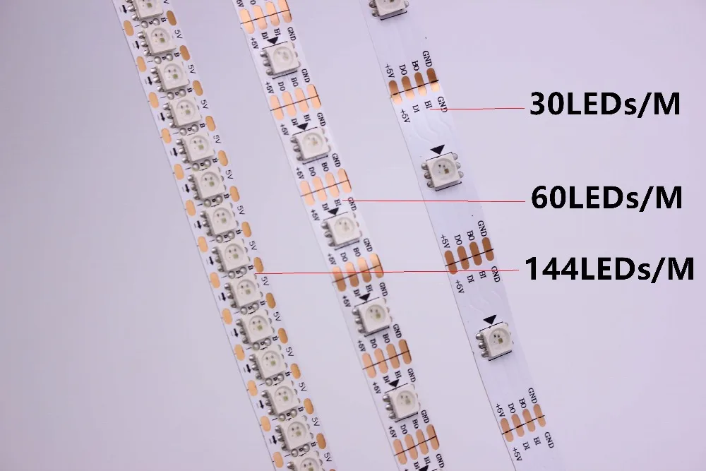 WS2813 led pixel strip 1m/4m/5m Dual-signal 30/60/144 pixels/leds/m,WS2812B Updated Black/White PCB,IP30/IP65/IP67 DC5V