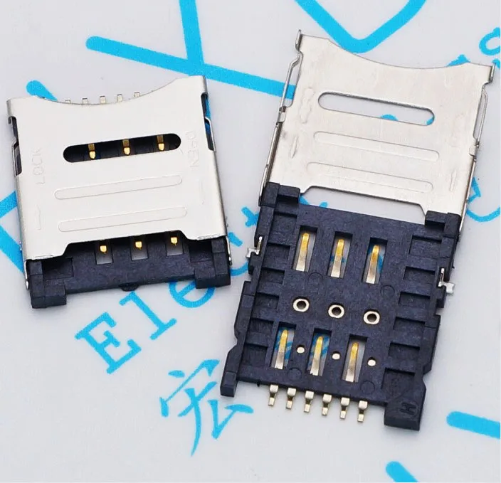 

10Pcs/Lot Mobile Phone Sim Card Micro Card Flip Type 1.8H 6P Sim Card Slot