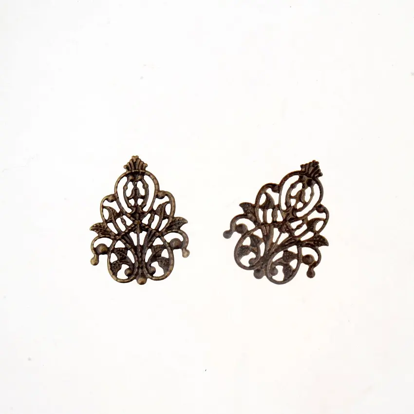 

Free shipping Retail 10Pcs Bronze Tone Filigree Wraps Flower Connectors Metal Crafts Gift Decoration DIY Findings 26x35mm F1562