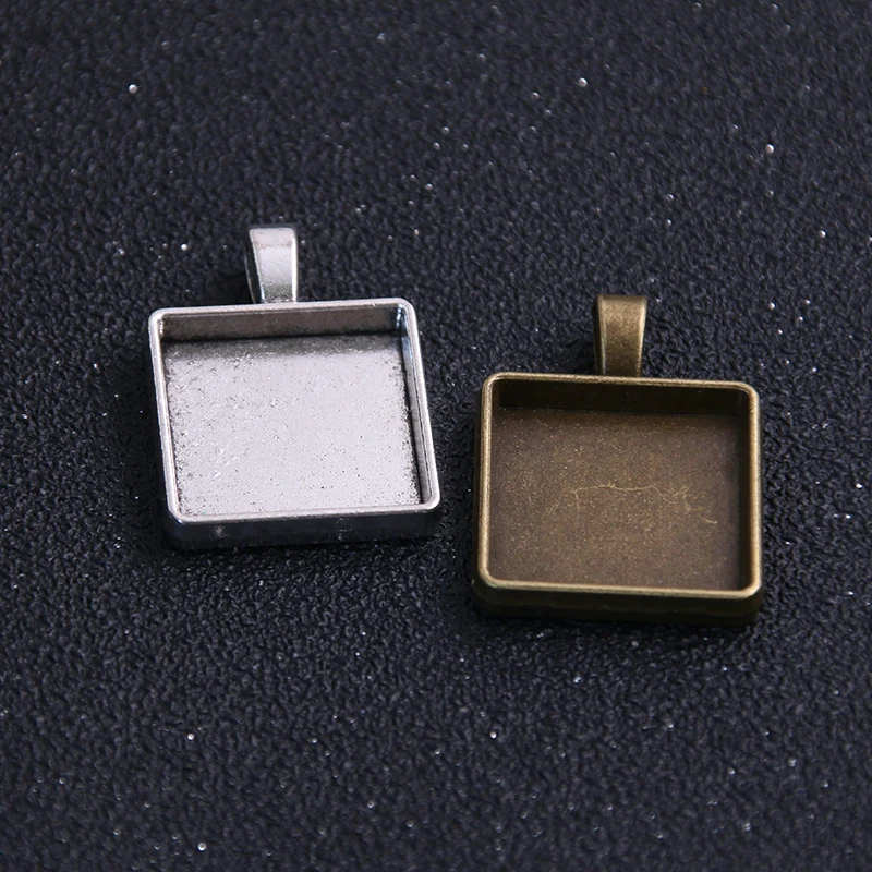 2pcs 20/25mm Inner Size Square Cabochon Base Setting Charms Pendant,Fit 20/25mm Square Glass Cabochons