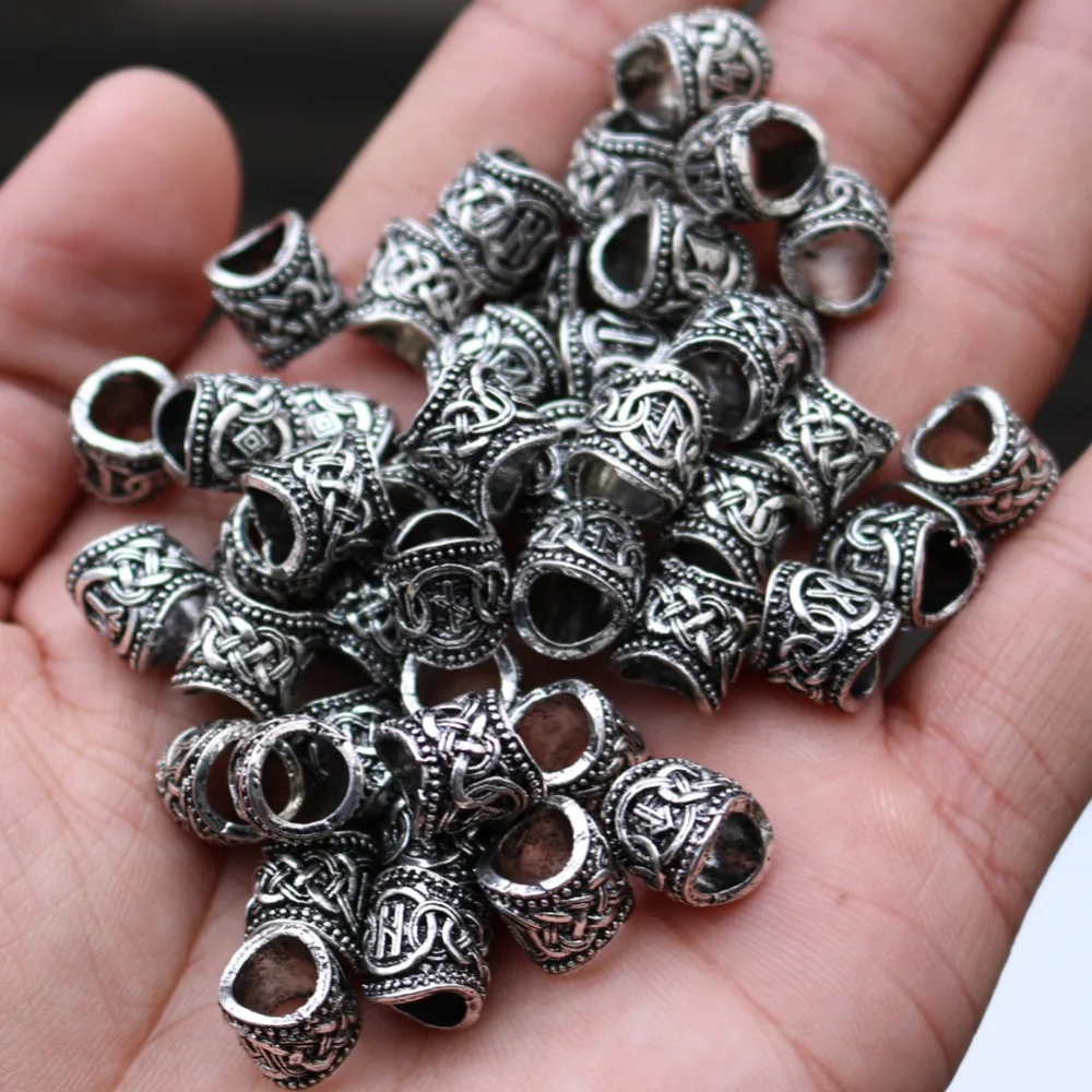 24 pcs Viking Runes bead Pendants Tibetan Silver Charms For Bracelet Jewelry Making 6mm Beads Vikings Accessories slavic