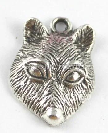 180PCS Tibetan Silver Color wolf head charm A15297