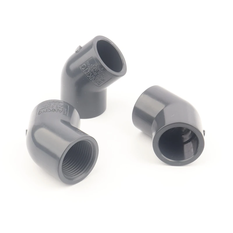 

3pcs/lot 20-63mm To 1/2"- 2" Female Thread UPVC Elbow Joint 45 Degree Garden Irrigation Pipe Connector Fittings High Quality