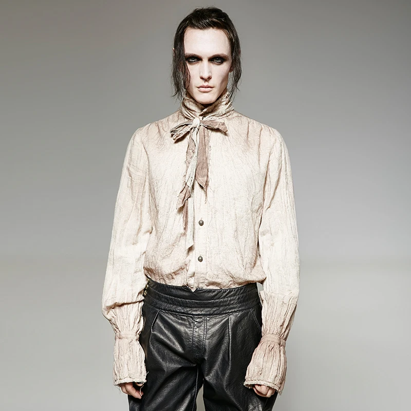 

Punk Rave Gothic classic Men's Blouse Steampunk Tie Shirt Y714 Two colors