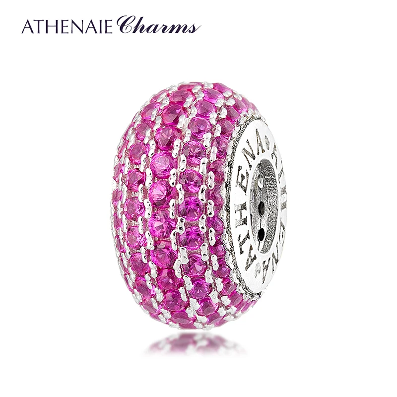 

ATHENAIE Genuine 925 Sterling Silver Charms Bead Pave CZ Beads Color Rose Fit All European Charm Bracelet Authentic Jewelry Gift