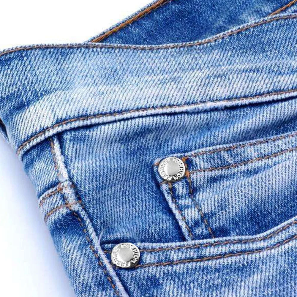 100 Sets Metal Rivets Buckle 9.5 MM Jeans Buttons Silvery BRASS Cramp