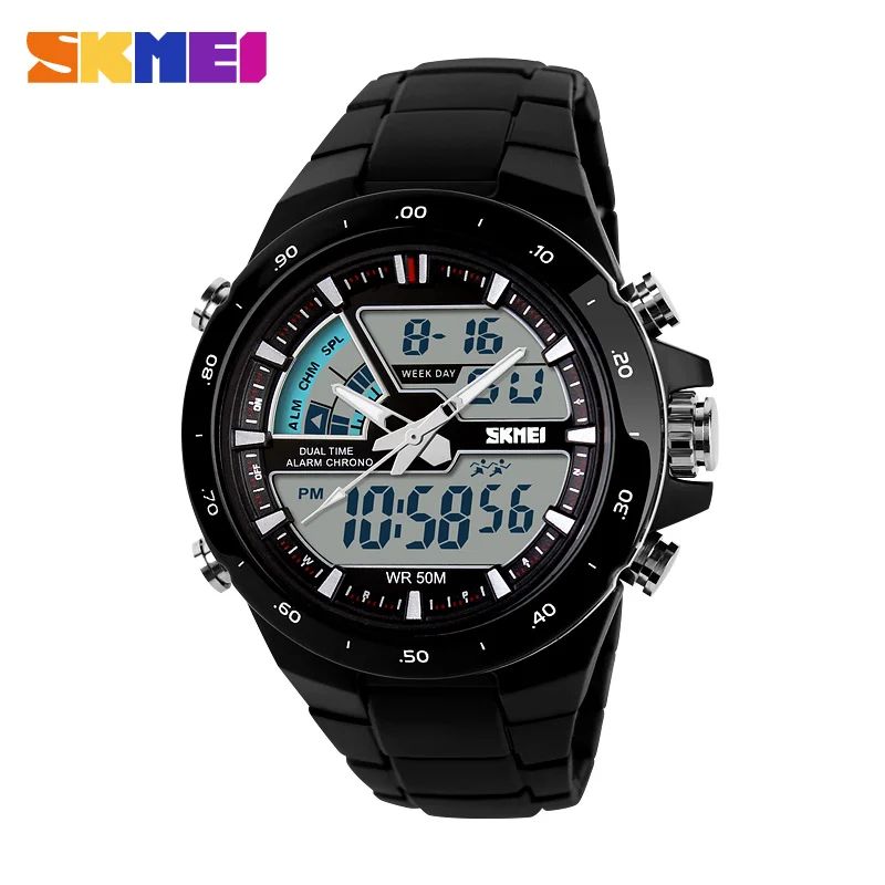 2014 Marca Casual Masculina esportiva Relógio 2 Fuso horário digital Quartz Relógio Moda Relógios de Pulso Elegantes LED Mergulho Relógios Militares