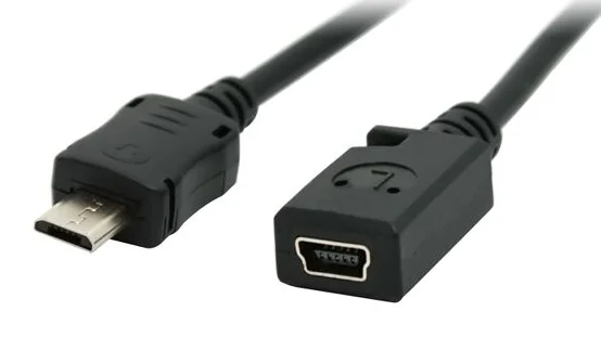 USB صغير ذكر إلى المصغّر USB B أنثى شاحن بيانات مهائي كابلات محول شاحن كابل بيانات