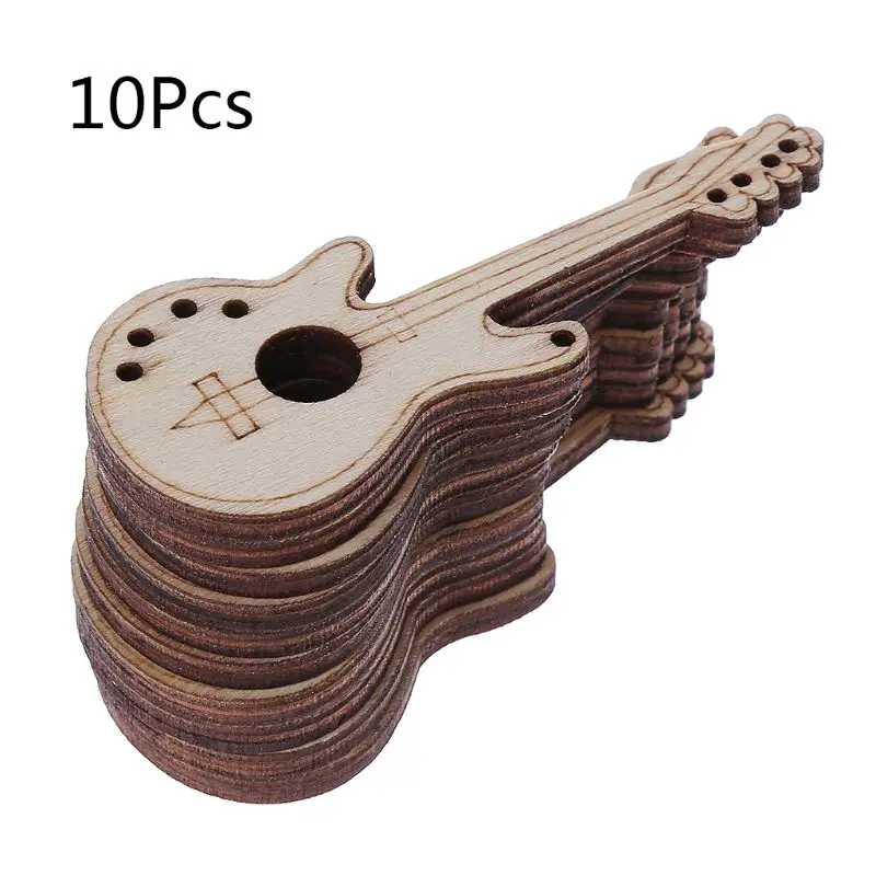10pcs Laser Cut Wood Guitar Embellishment Wooden Shape Craft Wedding Decor