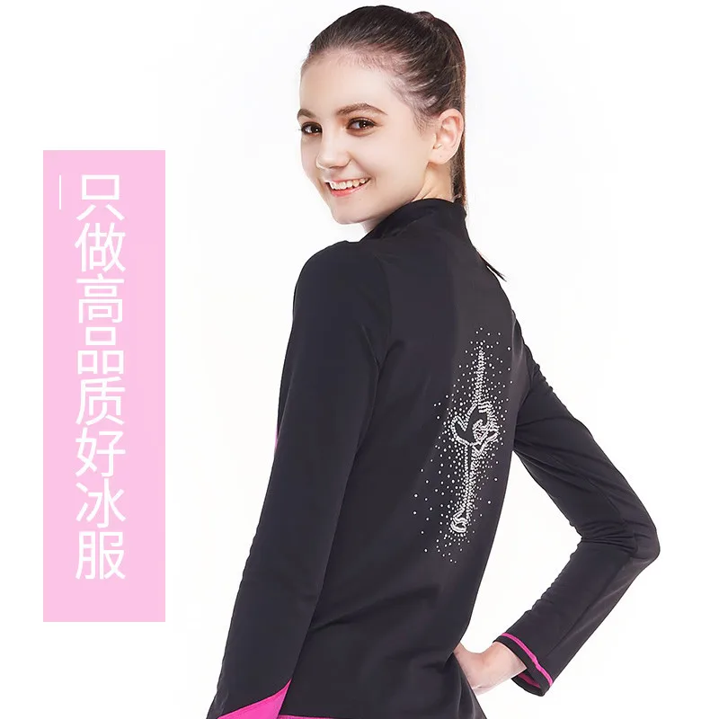 Customized Figure Skating Suits Jacket and Pants Long Trousers for Girl Women Training Ice Skating Warm Rainbow stripe pattern