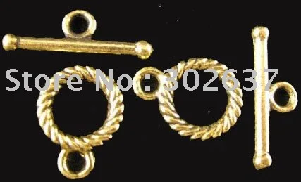 100SETS Antiqued gold twisted circle toggle clasps A1491G