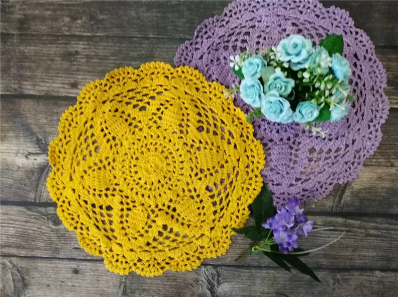 30cm Round Luxury Cotton Crochet Flowers Lace Coaster For Glass Wine Cup Coffee Mug Mat Placemat Pad Wedding Doily Table Kitchen