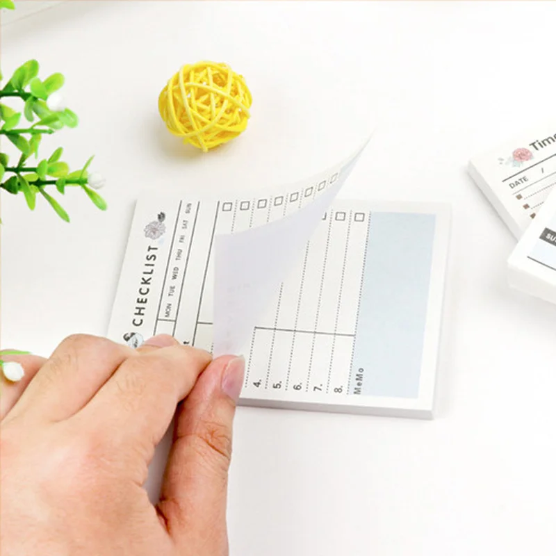 1 Pcs Creative Students Tearable Work Plan Message Sticky Notes Memo Pad Office Accessory School Supplies