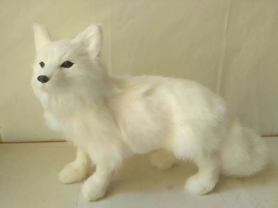 white beautiful fox model polyethylene&fur standing fox toy about 35x23cm 1288